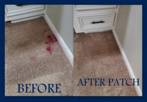A before and after picture of the carpet cleaning process.